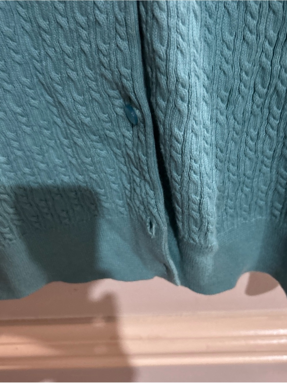 Talbots Turquoise Cable-Knit Button Cardigan - Picture 3 of 4